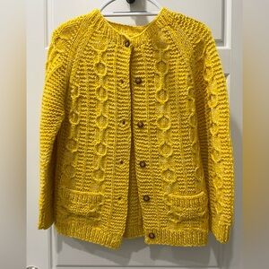 VINTAGE Hand Knitted Yellow Cable Knit Women's Sweater